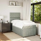 vidaXL Pat continental cu saltea, gri deschis, 80x200 cm, catifea