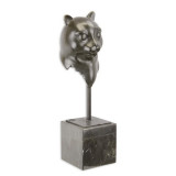 Cap de pisica- statueta din bronz pe un soclu din marmura BX-12, Animale