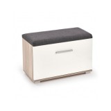 Dulap pentru pantofi cu taburete HM Lima ST2, Pal melaminat, stofa, capacitate 6 perechi, alb/stejar sonoma