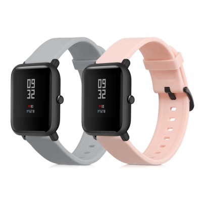 Set 2 curele pentru Huami Amazfit Bip S/Amazfit Bip S Lite, Kwmobile, Roz/Gri, Silicon, 53859.09 foto