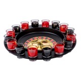 Joc Ruleta cu Shot-uri, diametru de 30cm, cu 16 pahare din sticla culoare rosu