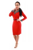 B749-3 Rochie midi in stil office cu model buline, XL