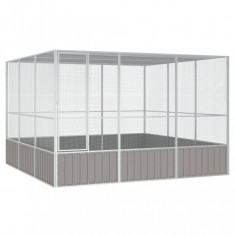 Colivie pentru pasari gri 302,5x324,5x211,5 cm otel galvanizat GartenMobel Dekor