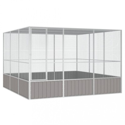 Colivie pentru pasari gri 302,5x324,5x211,5 cm otel galvanizat GartenMobel Dekor foto