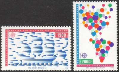 B0319 - Turcia 1992 - Europa-cept 2v.neuzat,perfecta stare foto