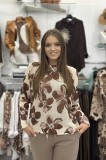 Bluza dama cu maneci tip fluture cu imprimeu floral maro