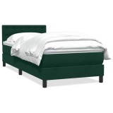 Cumpara ieftin Pat box spring cu saltea, verde inchis, 80x220 cm, catifea
