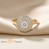 Inel Imperium Lux , Inel placat cu aur 14K cu zirconia albe pavate