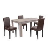 Set Masa Leon 4 1 Stejar York-Maro Leziter - Masa si 4 Scaune Piele ECO