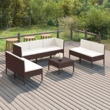 vidaXL Set mobilier de grădină cu perne, 8 piese, maro, poliratan 3094355