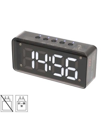 Ceas desteptator 3D LED alb cu FM /Bluetooth /MP3 player multimedia foto
