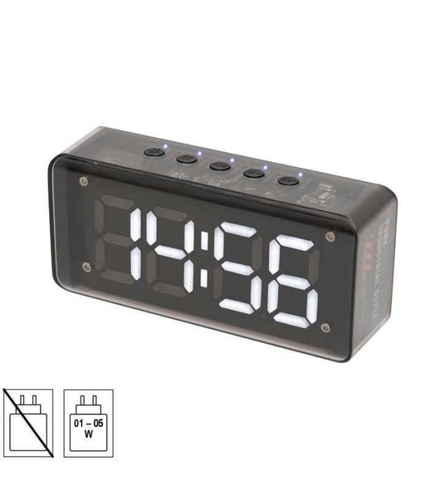 Ceas desteptator 3D LED alb cu FM /Bluetooth /MP3 player multimedia