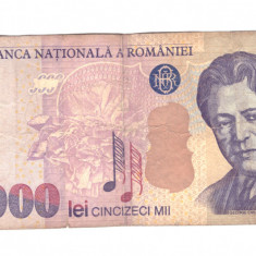 Bancnota 50000 lei 2000, circulata, stare relativ buna