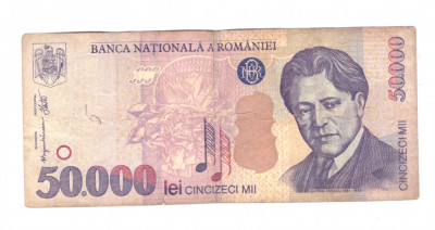 Bancnota 50000 lei 2000, circulata, stare relativ buna foto