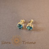 Cumpara ieftin Cercei Placati pe Lobul Urechii cu Cristal Zirconia Rotund Albastru si Prindere Fluturas