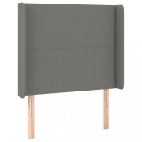 Cumpara ieftin Tablie de pat cu aripioare gri inchis 93x16x118/128 cm textil