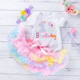 Cumpara ieftin Body cu fustita multicolora - My first birthday (Marime Disponibila: 3-6 luni