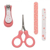 Set Ingrijire Bebe Honey Baby Roz, 4 Piese, Unghiera, Foarfeca, Pile, Model Inimi, Fete 0+ Luni
