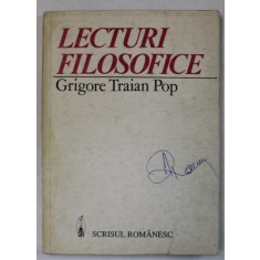 LECTURI FILOSOFICE de GRIGORE TRAIAN POP , 1980 , PREZINTA PETE SI HALOURI DE APA *