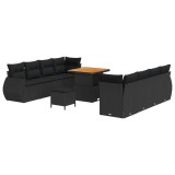 vidaXL Set de canapele pentru grădină 11 pcs Negru Rattan poli 3363794