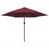 Umbrela soare exterior, LED-uri stalp otel, rosu bordo, 300 cm GartenMobel Dekor, vidaXL