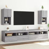 vidaXL Comode TV cu lumini LED, 2 buc., gri sonoma, 30,5x30x60 cm