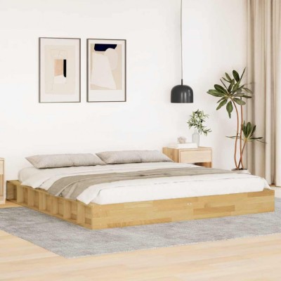 vidaXL Cadru de pat fără saltea 200x200 cm din lemn masiv de stejar 3324127 foto
