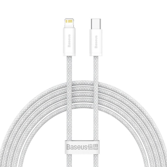 CABLU alimentare si date Baseus Dynamic, Fast Charging Data Cable pt. smartphone, USB Type-C la Lightning Iphone PD 20W, braided, 2m, alb &quot;CALD000102&quot;