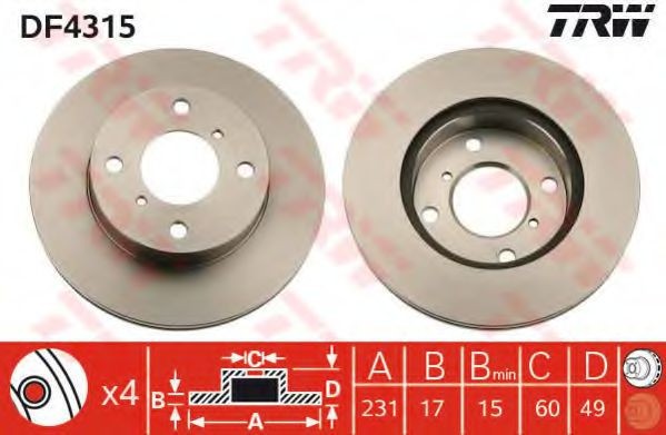 Disc frana SUZUKI WAGON R+ (EM) (1997 - 2000) TRW DF4315