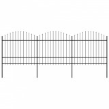 Gard de gradina cu varf sulita, negru, 5,1 m, otel GartenMobel Dekor, vidaXL