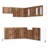 Set de dulapuri de bucatarie 11 piese &bdquo;Porto&rdquo; Lemn vechi lemn