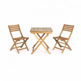 Cumpara ieftin Set Masa si 2 Scaune Gradina Blooma Lemn Salcam Virginia, Balcon/Terasa, 60x60 cm