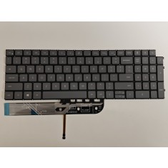 Tastatura Laptop, Dell, Inspiron 15 5518, P106F, P106F001, iluminata, gri deschis, layout US