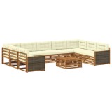 vidaXL Set de canapele de exterior cu pernă 10 pcs Natural și Crem 3383858