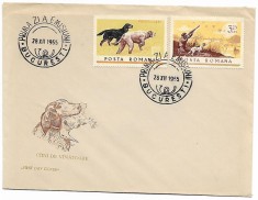 Romania (39) - Caini de vanatoare, 1965, serie de 3 FDC