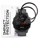 Folie Protectie Techsuit Nano Flex pentru Garmin Forerunner 255 Music / 255, Set 2 bucati, Plastic, Neagra