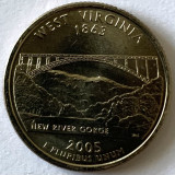 AMERICA QUARTER 1/4 DOLLAR 2005 LITERA P.(NEW RIVER GORGE - WEST VIRGINIA),BU, America de Nord, Cupru-Nichel