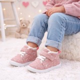 Pantofi imblaniti roz cu picatele albe (Marime Disponibila: Marimea 25)