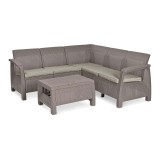 Set de mobilier de grădină Corfu Relax, culoare cappuccino, cu pernă nisip