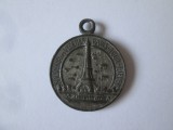 Franta medalion colectie turnul Eiffel anii 20 Souvenir al stelelor-Sf.Cristofor, Europa