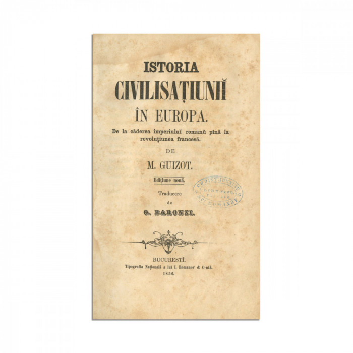 G. Baronzi, Istoria civilisațiunii &icirc;n Europa, 1856