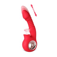 Vibrator Thrust and Suck Red