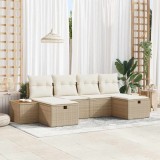 VidaXL Set de canapele pentru grădină cu pernă 6 pcs Bej Rattan poli 3359653