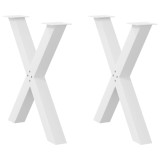 vidaXL Picioare de masă &icirc;n formă de X, 2 buc., alb, 80x(72-73) cm, oțel 4012981