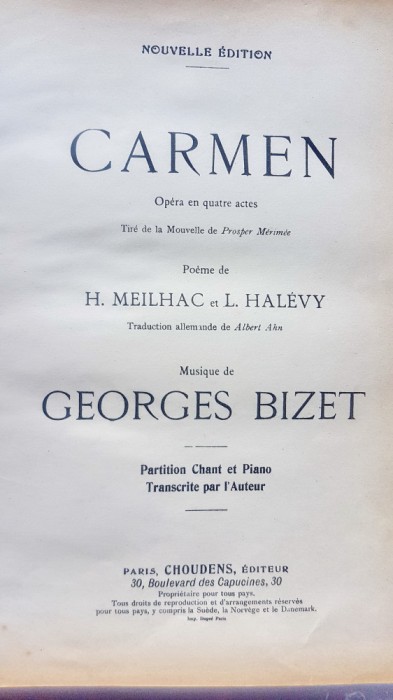 E633-Album Partituri vechi CARMEN BIZET Paris editie interbelica.