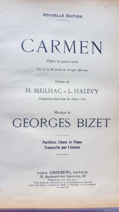 E633-Album Partituri vechi CARMEN BIZET Paris editie interbelica.