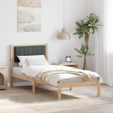 vidaXL Cadru de pat cu tăblie tapițată Gri &icirc;nchis 75 x 190 cm țesătură 878300