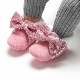 Ghetute roz imblanite cu fundita cu paiete (Marime Disponibila: 9-12 luni