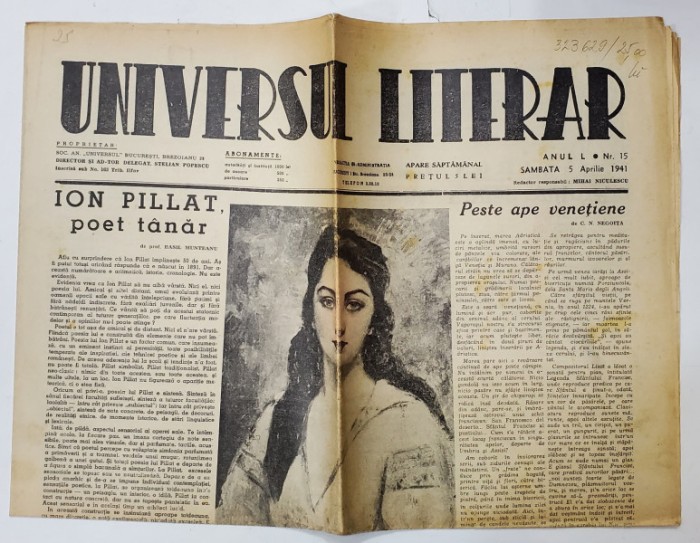 UNIVERSUL LITERAR , SAPTAMANAL , ANUL L , NR. 15 , SAMBATA , 5 APRILIE , 1941