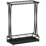 HOMCOM Suport pentru Umbrele din Oțel cu Tavă de Scurgere Detașabilă, 50x24x68 cm, Negru | Aosom Romania